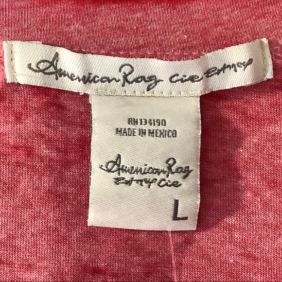 NWT American Rag Brand, Red V-Neck Burnout Tee, Lg - Picture 4 of 7